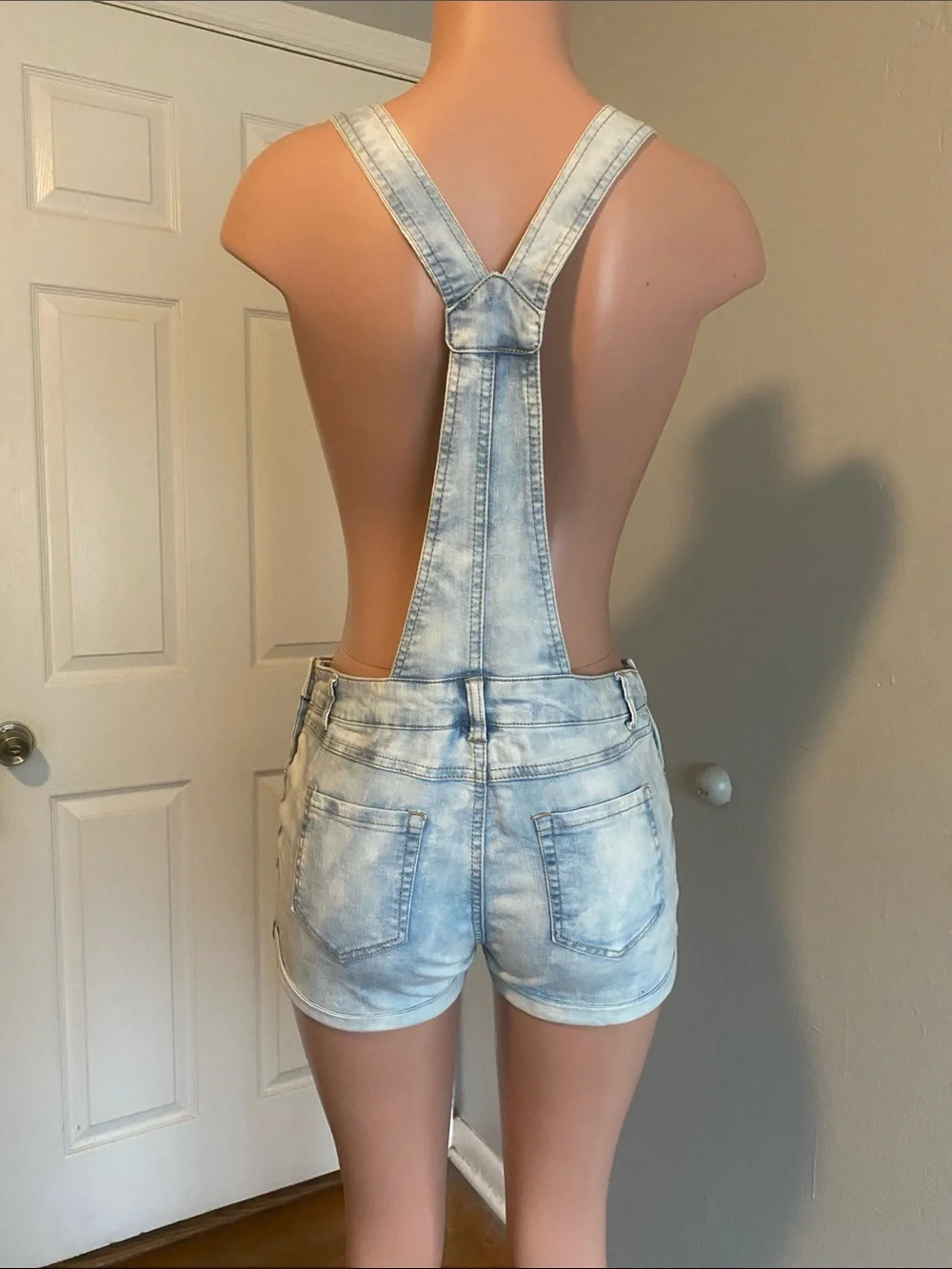 Blue Spice Light Wash Denim Short Overalls